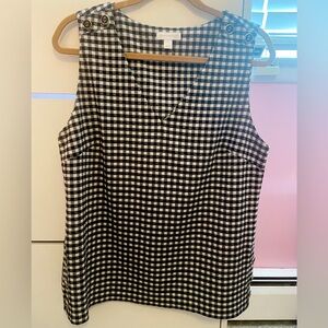 Charter Club Checkered V-Neck Women’s Tank Top Black And White